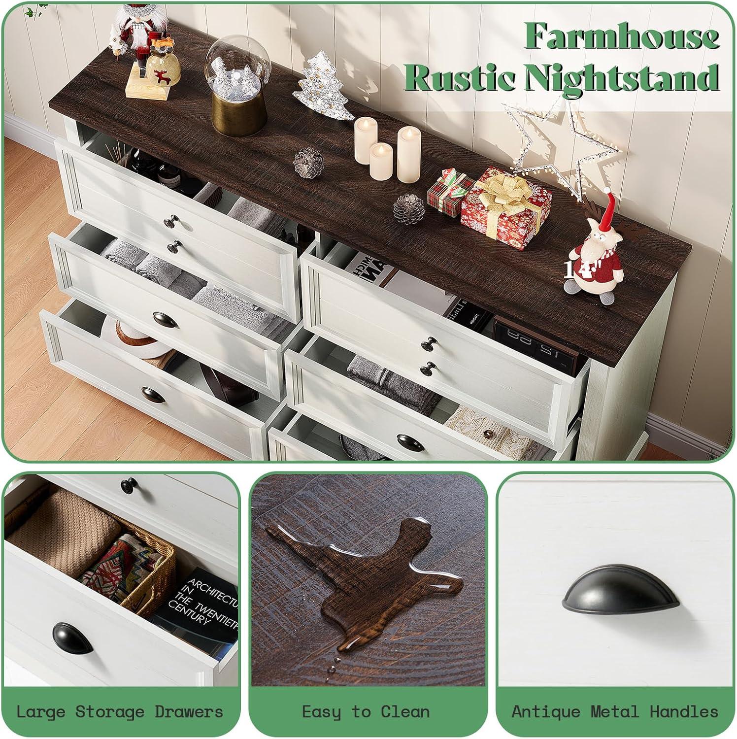 Winston Porter 58" Farmhouse 6 Drawer Dresser