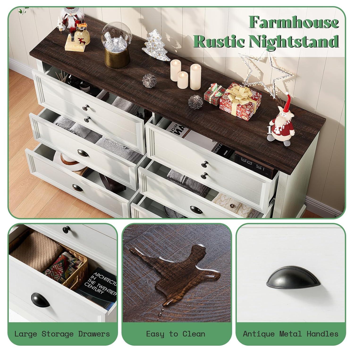 Winston Porter 58" Farmhouse 6 Drawer Dresser