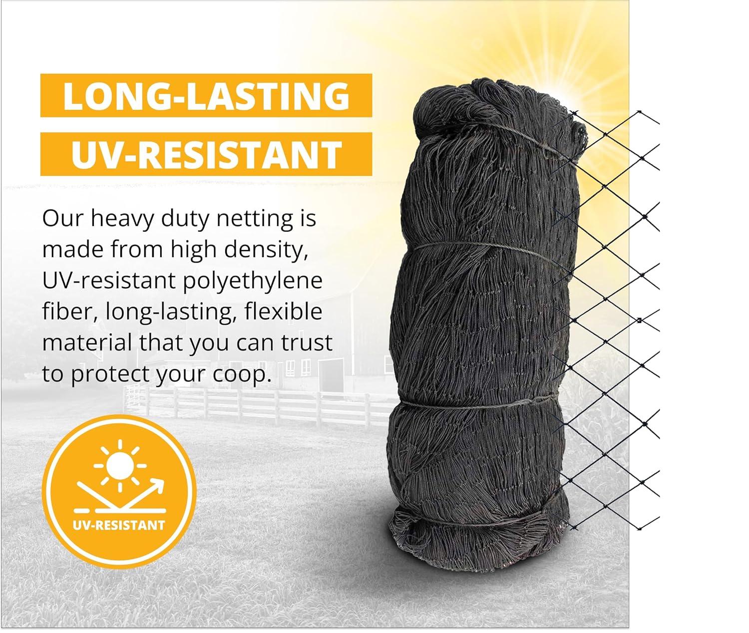 Stromberg's 1" Knotted Netting, Game Bird Netting for Pheasants & Quails, Heavy Duty, Chicken Coops, Gardening, UV-Resistant, 85 lb. Break Strength, 25'x25'