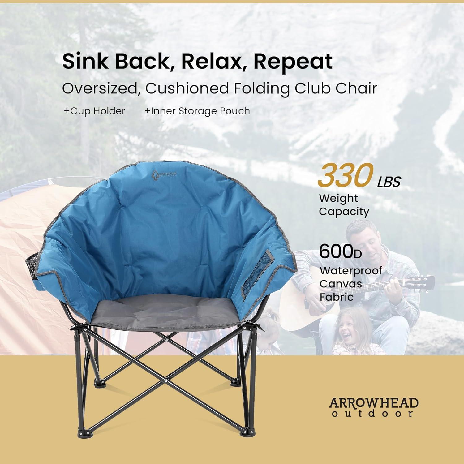 ARROWHEAD Outdoor Folding Camping Chair with Cushions