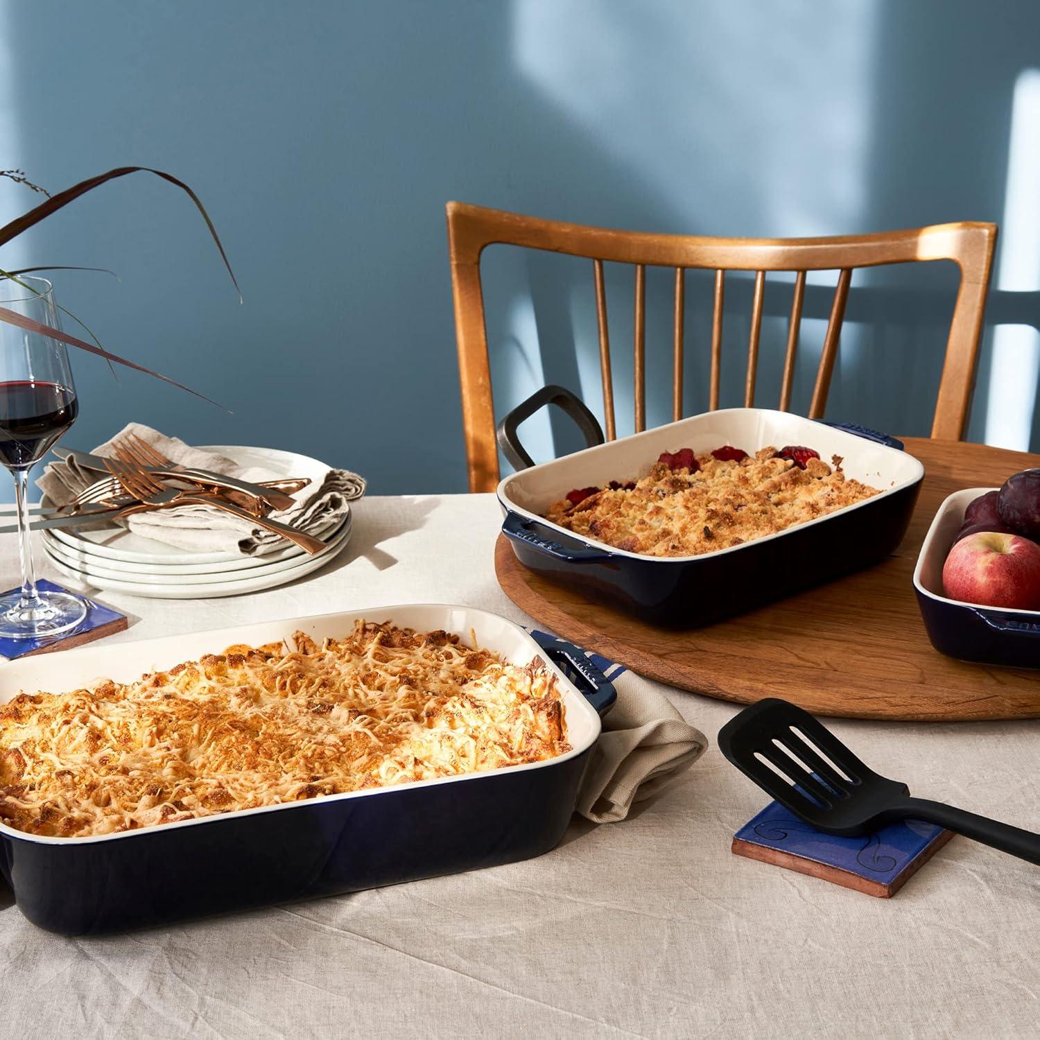 Staub Dark Blue Rectangular Bakers, Set of 3
