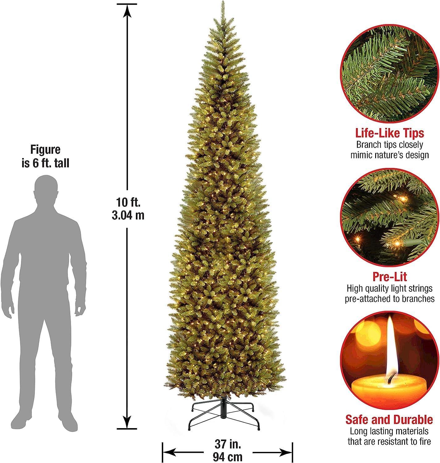 Pencil Slim Kingswood Fir Artificial Christmas Tree Clear Lights - National Tree Company