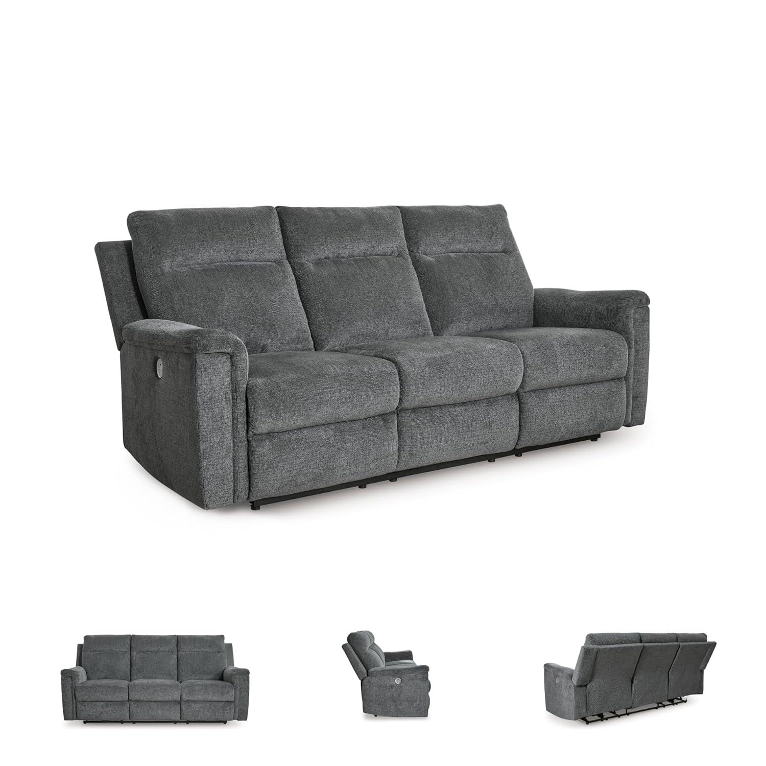 Gray Fabric Power Reclining Sectional Sofa