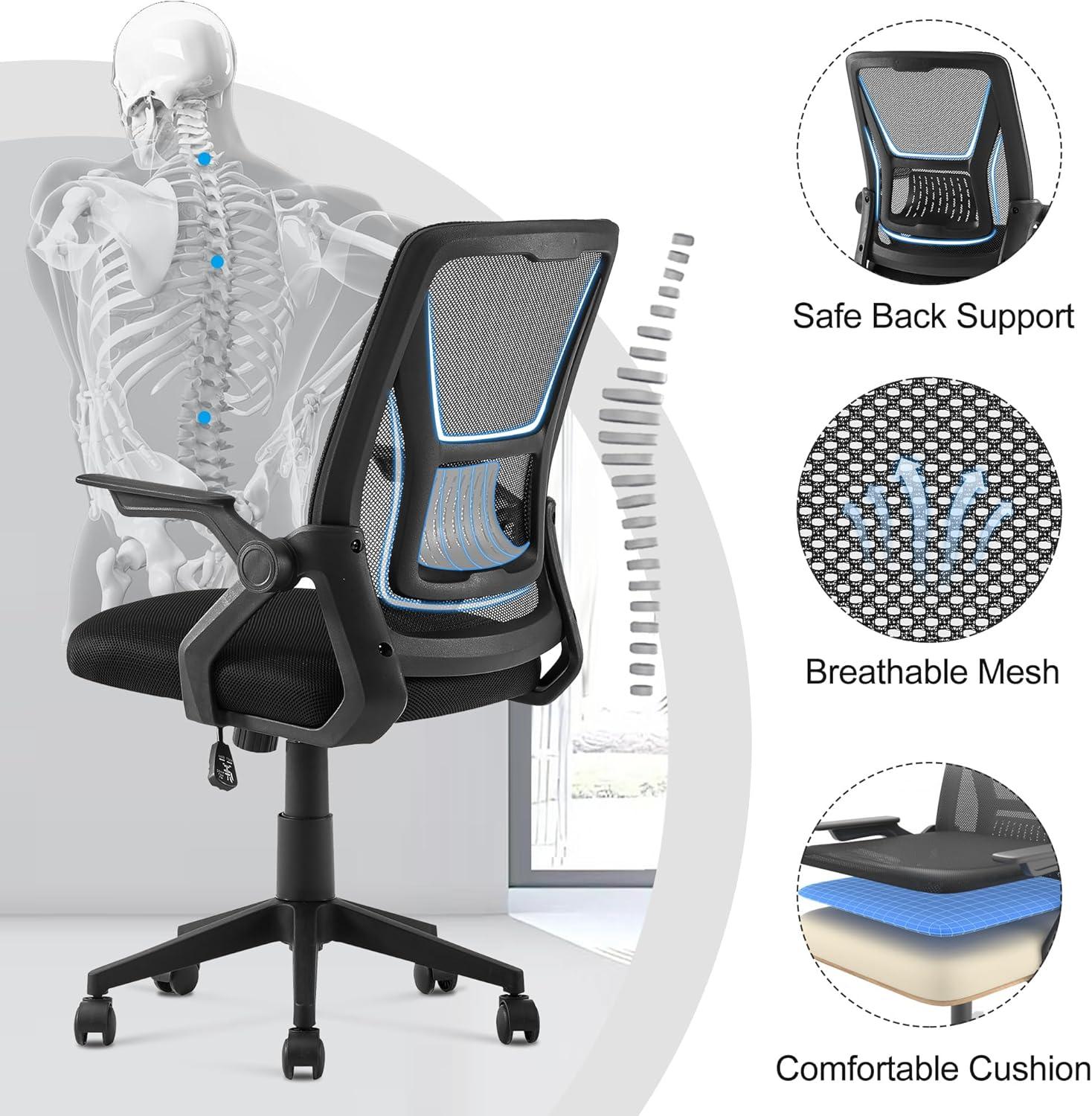 Jet Black Adjustable Mesh Swivel Office Task Chair