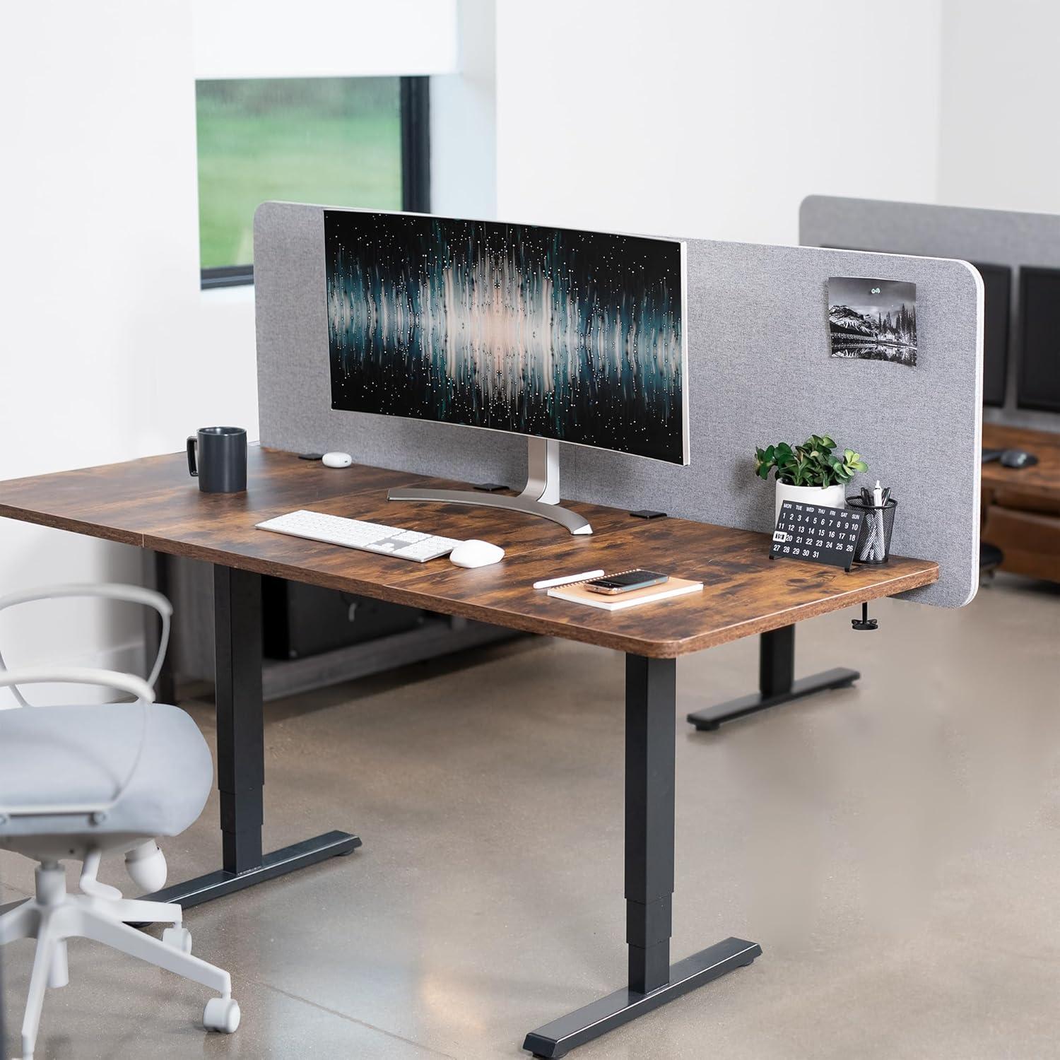 VIVO Gray Clamp-on/Screw-on 71" x 24" Desktop Privacy Panel System (2 Panels)
