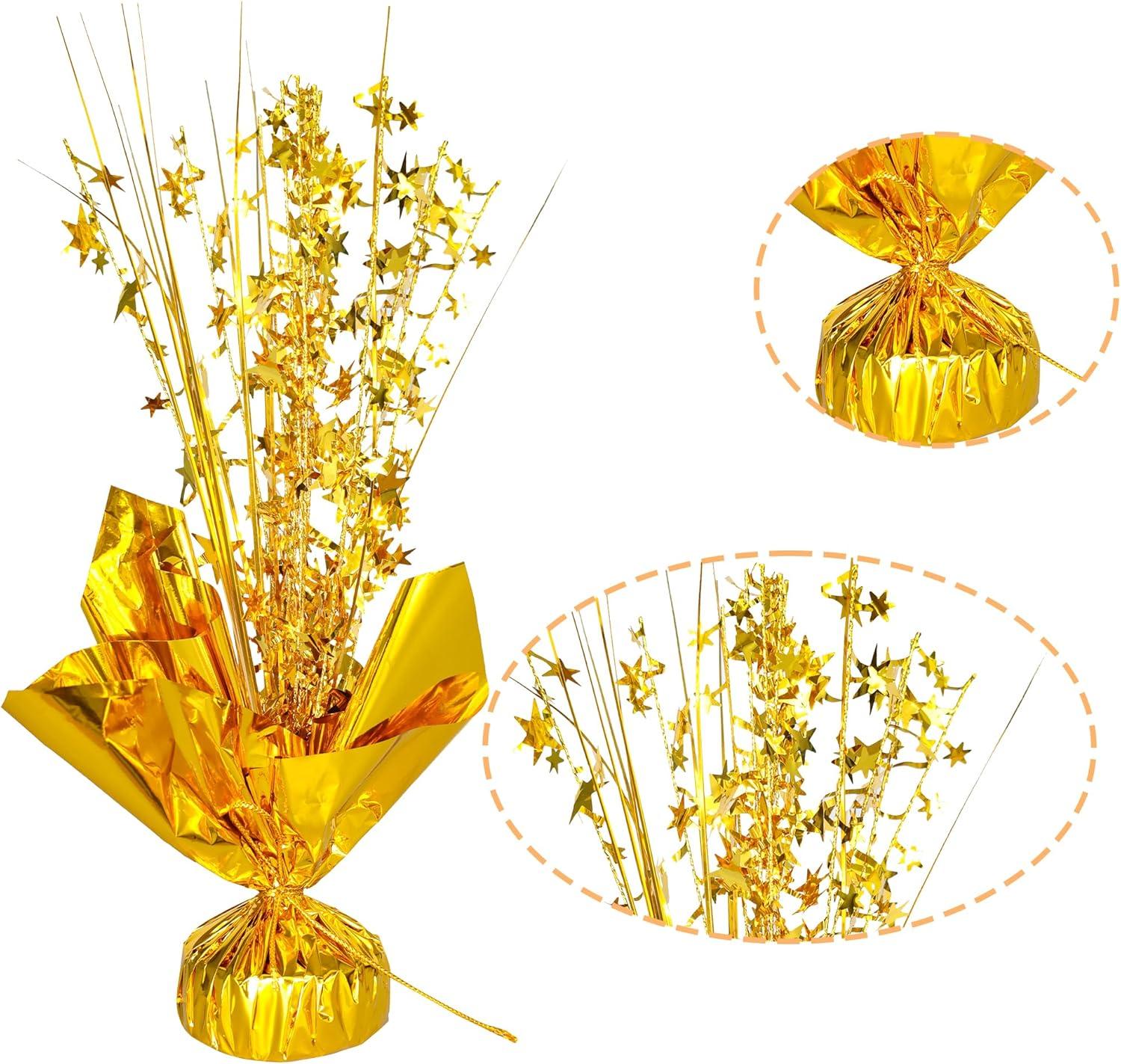 6 Sets Metallic Foil Spray Centerpiece with LED Lights Star Centerpieces for Tables Burst Metallic Glitter Foil Party Table Centerpieces for Party Event Anniversary Birthday Dining Table Decor