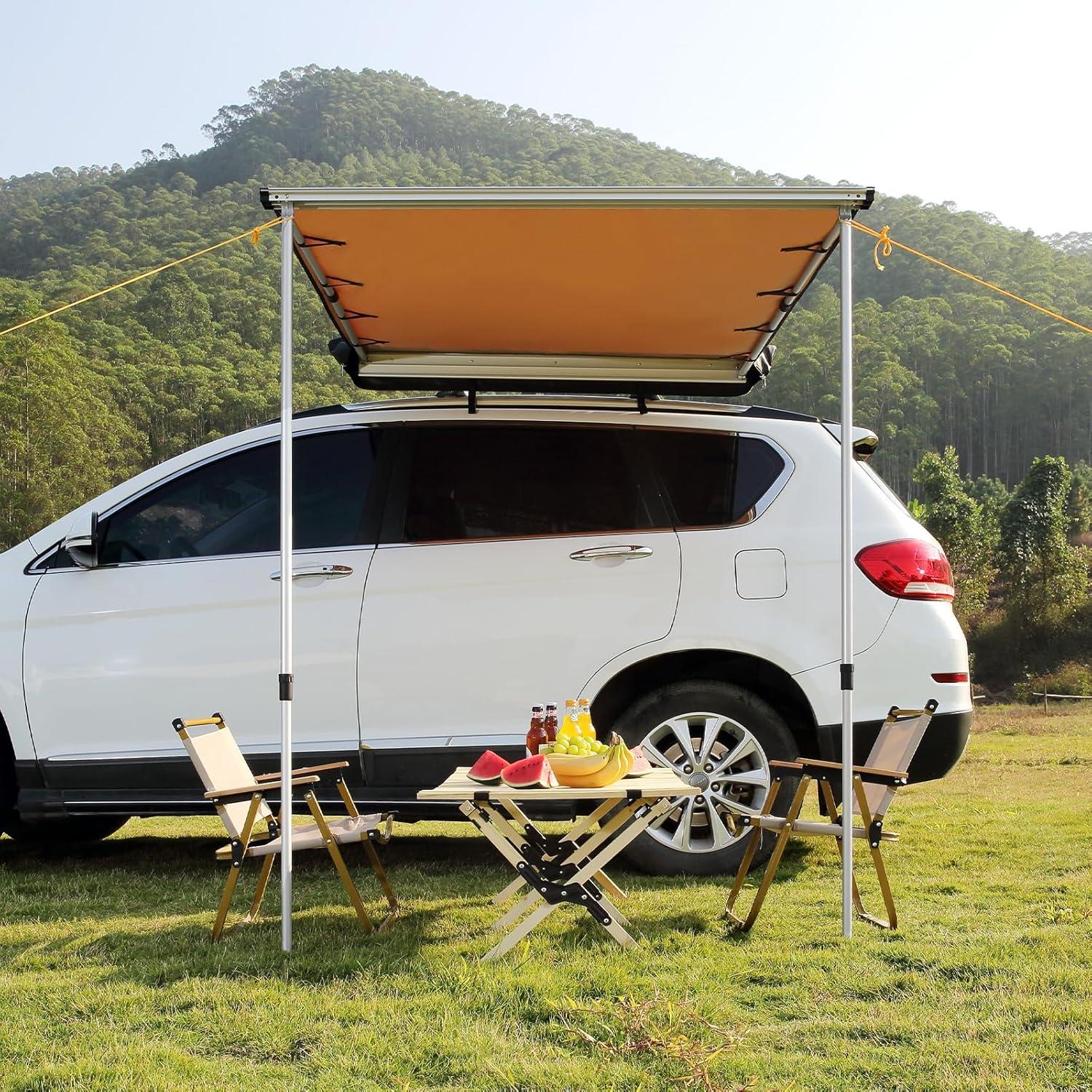 VEVOR 4.6x6.6ft Beige Polyester Retractable Vehicle Awning