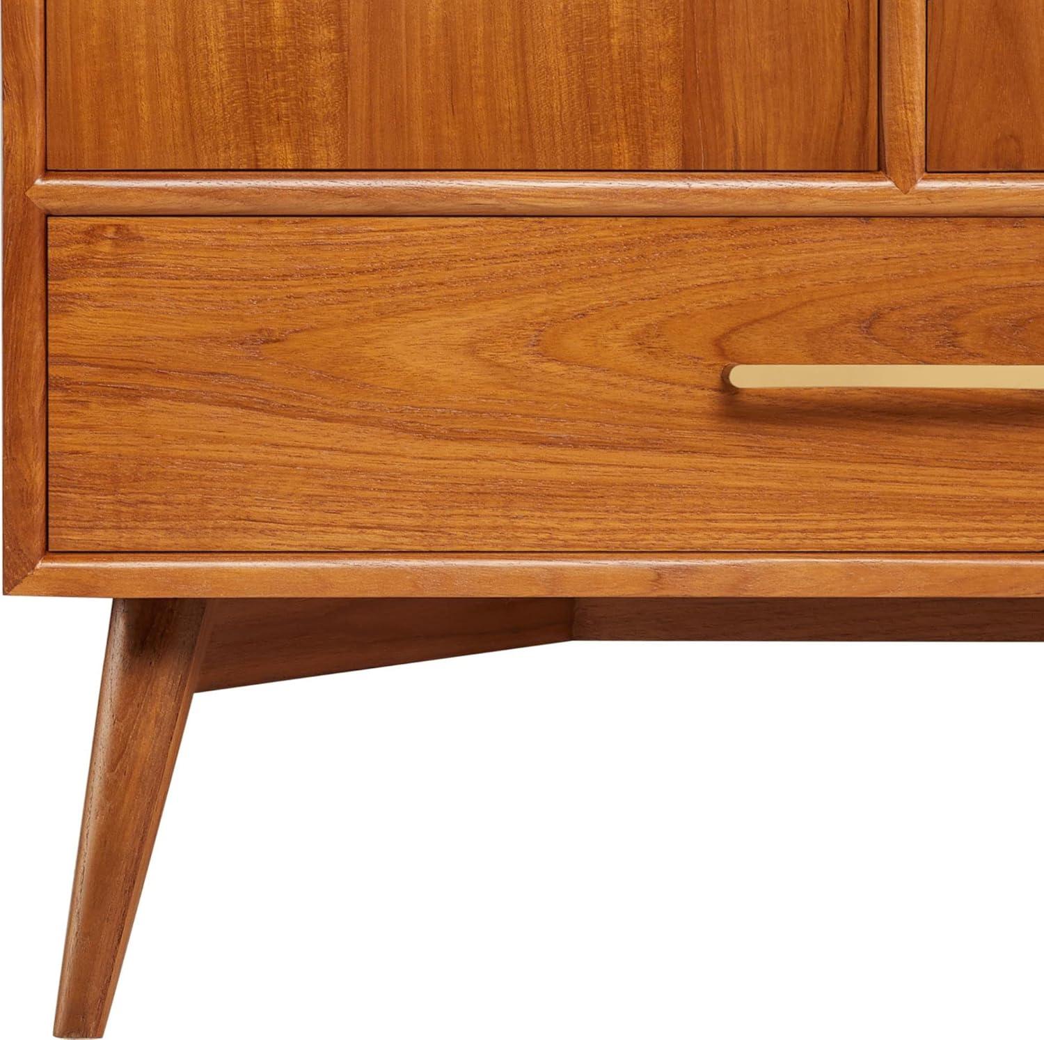 Novak 48" Natural Teak Single Vanity Cabinet with Brass Hardware