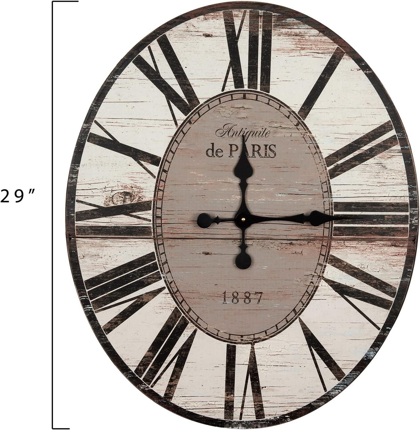 Woven Paths 29" Oval Distressed White Wood Wall Clock