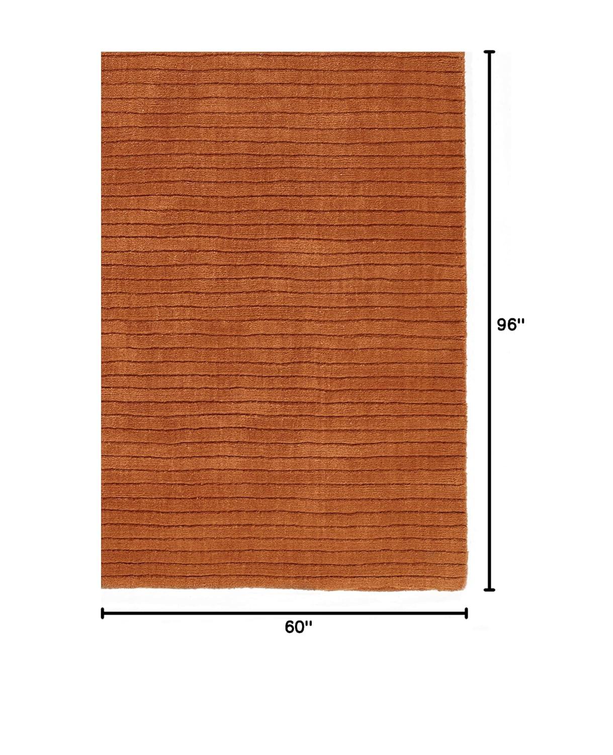 Momeni 5'x8' Asher Solid Handloomed Area Rug Rust: Wool, Medium Pile, Handmade, Indoor Use, Cotton Backing