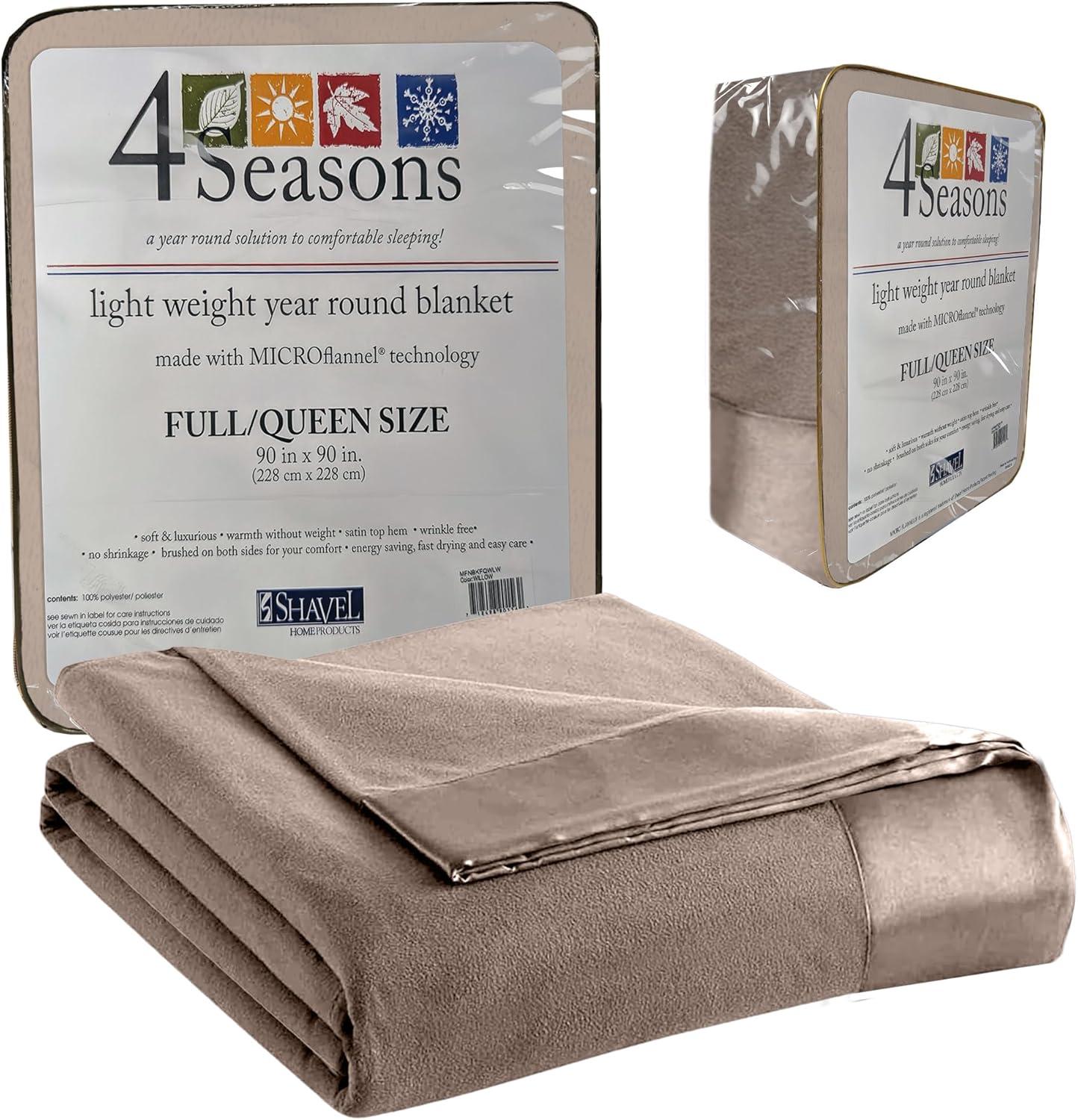 Thermee Micro Flannel Full/Queen Size Blankets, Lightweight All Seasons Cozy Blanket, Throw Blankets for Home and Living Room, Comfy & Soft Blanket for Couch, Machine Wash, No Pilling - Acorn