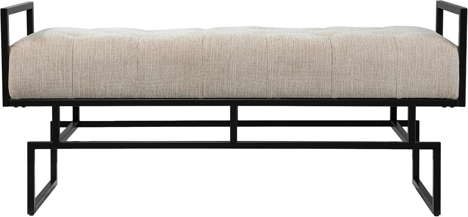 SEI Furniture Coniston Fabric Upholstered Bench in Beige/Gunmetal Gray