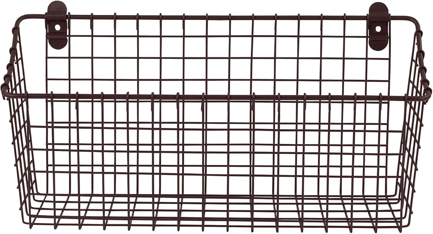 Spectrum Diversified Steel Wire Vintage Cabinet and Wall Mount Storage Basket, Large, Bronze