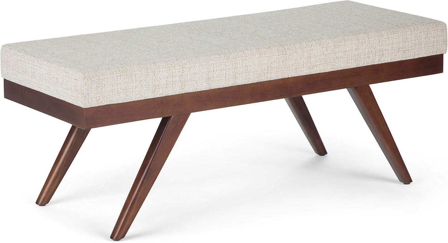 Chanelle Mid Century Platinum Tweed Ottoman Bench