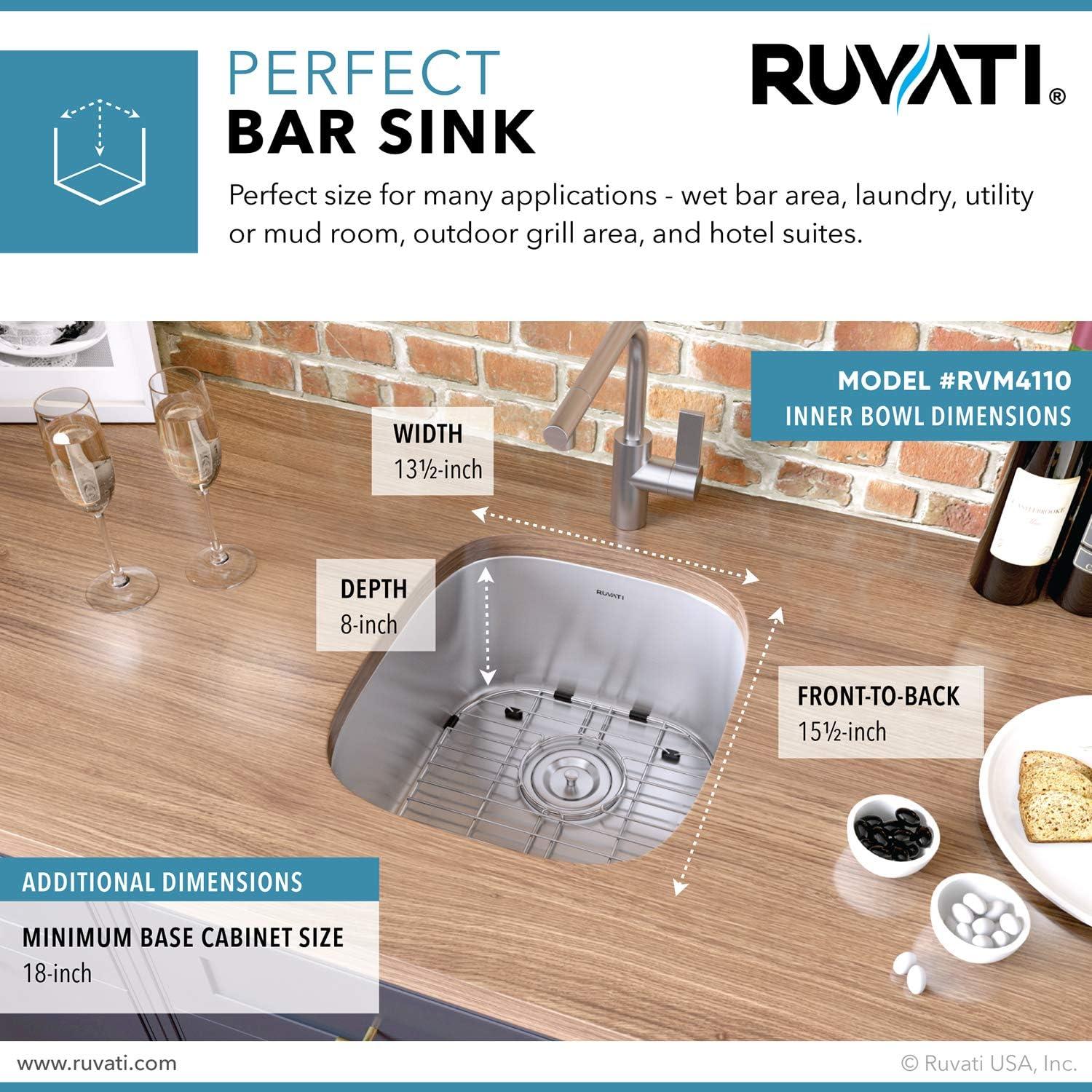 Ruvati 15 x 18 Inch Stainless Steel Undermount Bar Sink