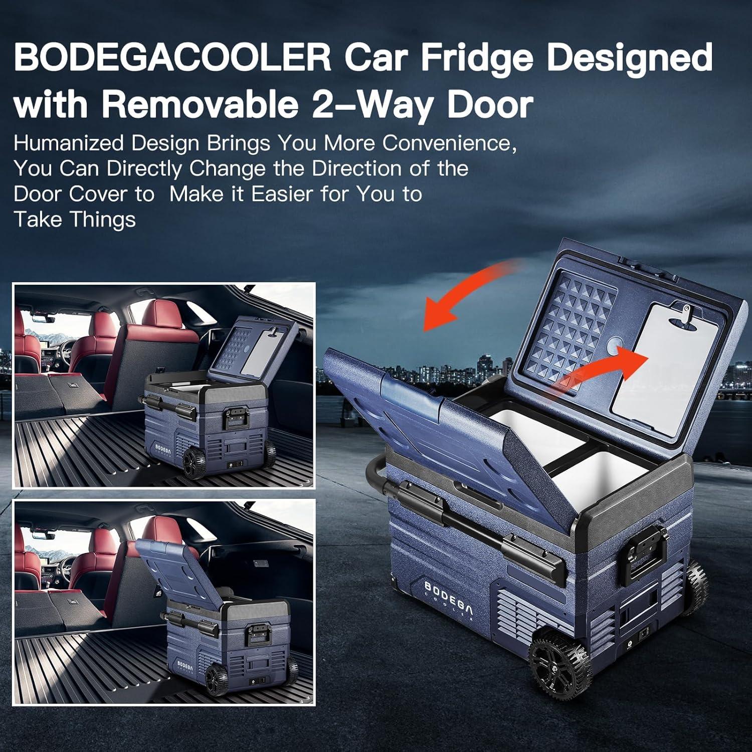 BODEGA 12 Volt 37 Qt. Portable Car Refrigerator, Car Freezer for Outdoor, Camping, Travel, RV,APP Control