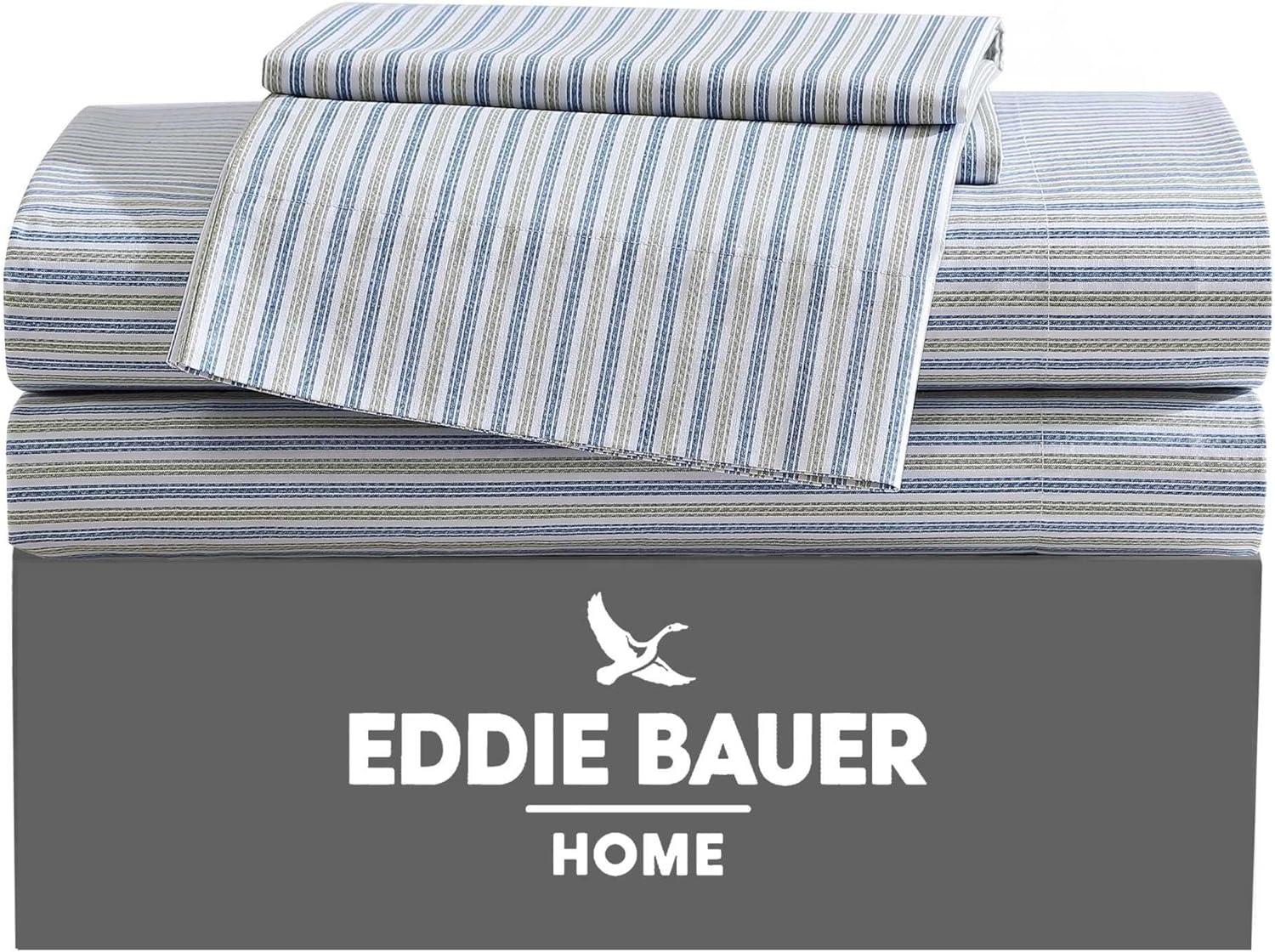 Eddie Bauer Ticking Stripe Navy Twin Sheet Set