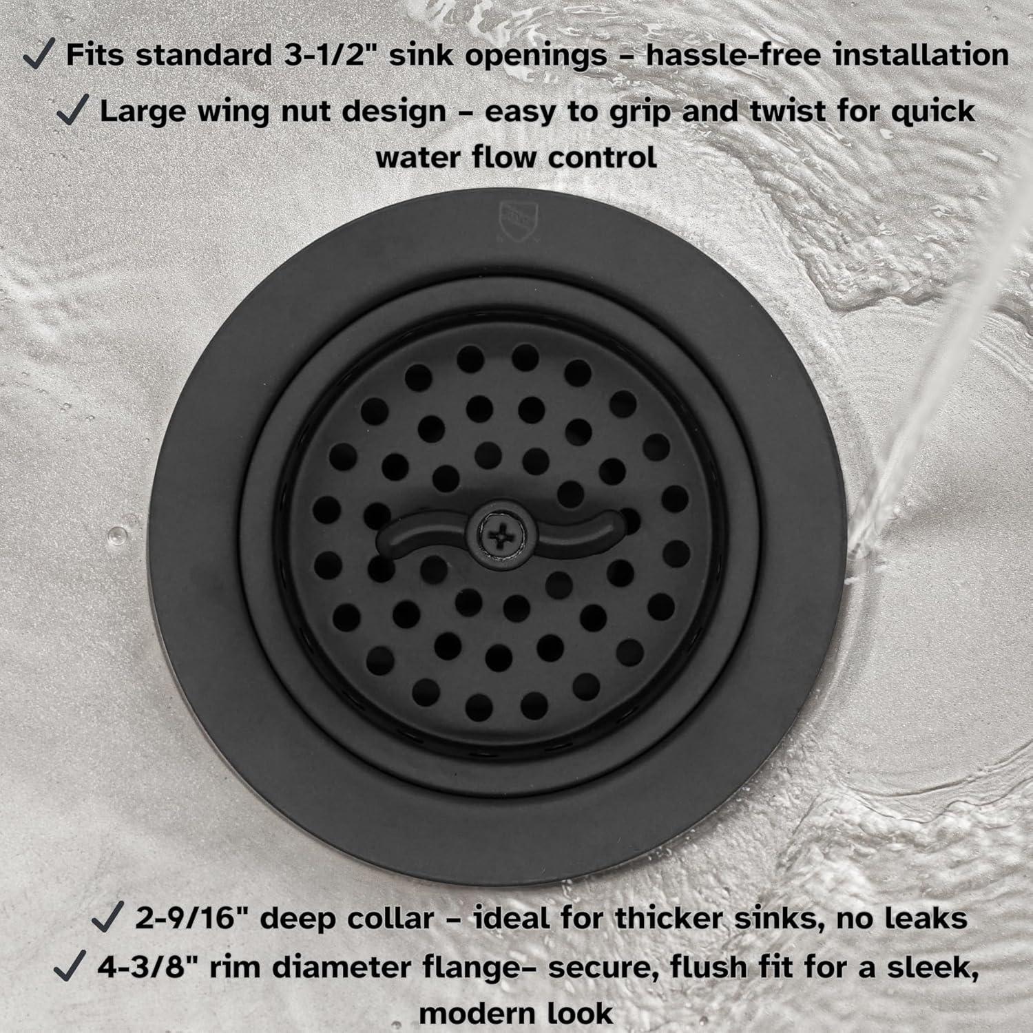 3-1/2" Wing Nut Twist Style Kitchen Sink Basket Strainer