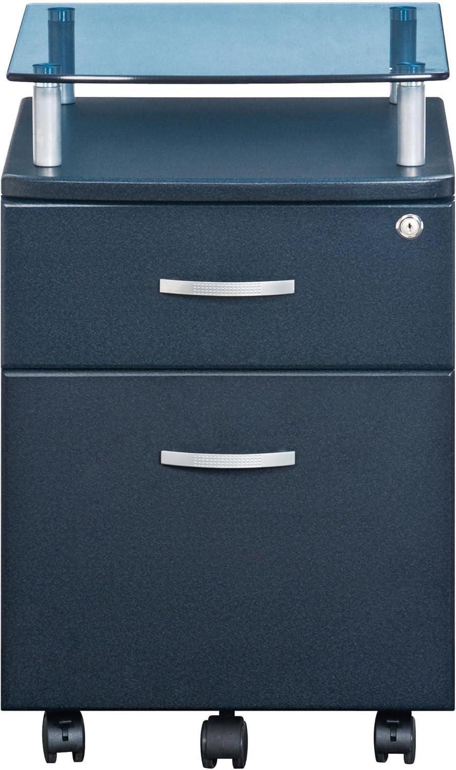 Rolling and Locking File Cabinet Gray - Techni Mobili: Secure MDF Office Storage, 5 Casters, Lockable Drawers