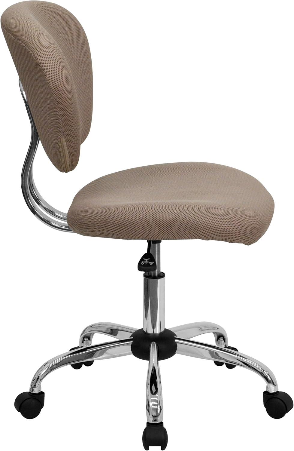 Mid-Back Coffee Brown Mesh Swivel Task Chair with Chrome Base