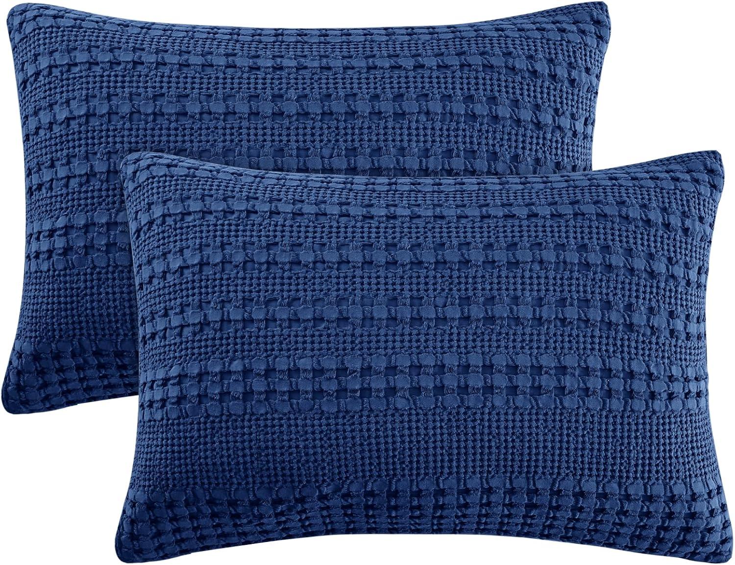 Cotton Waffle Pillowcases 2 Pack 20" X 26" - Navy Blue