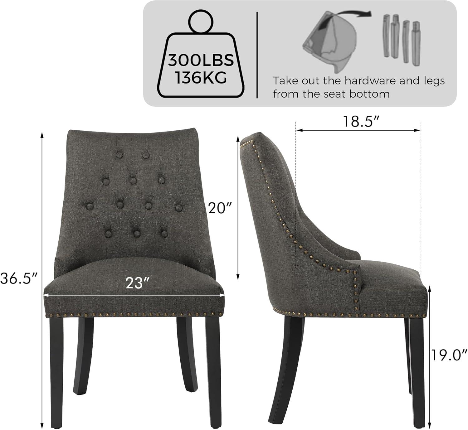 Xayoca Dining Chairs Set of 2,Upholstered Velvet Dining Room Chairs with Button-Tufted Decoration,Modern Kitchen Chairs with Nailhead Solid Wood Legs for Kitchen/Bedroom/Dining Room（Beige）