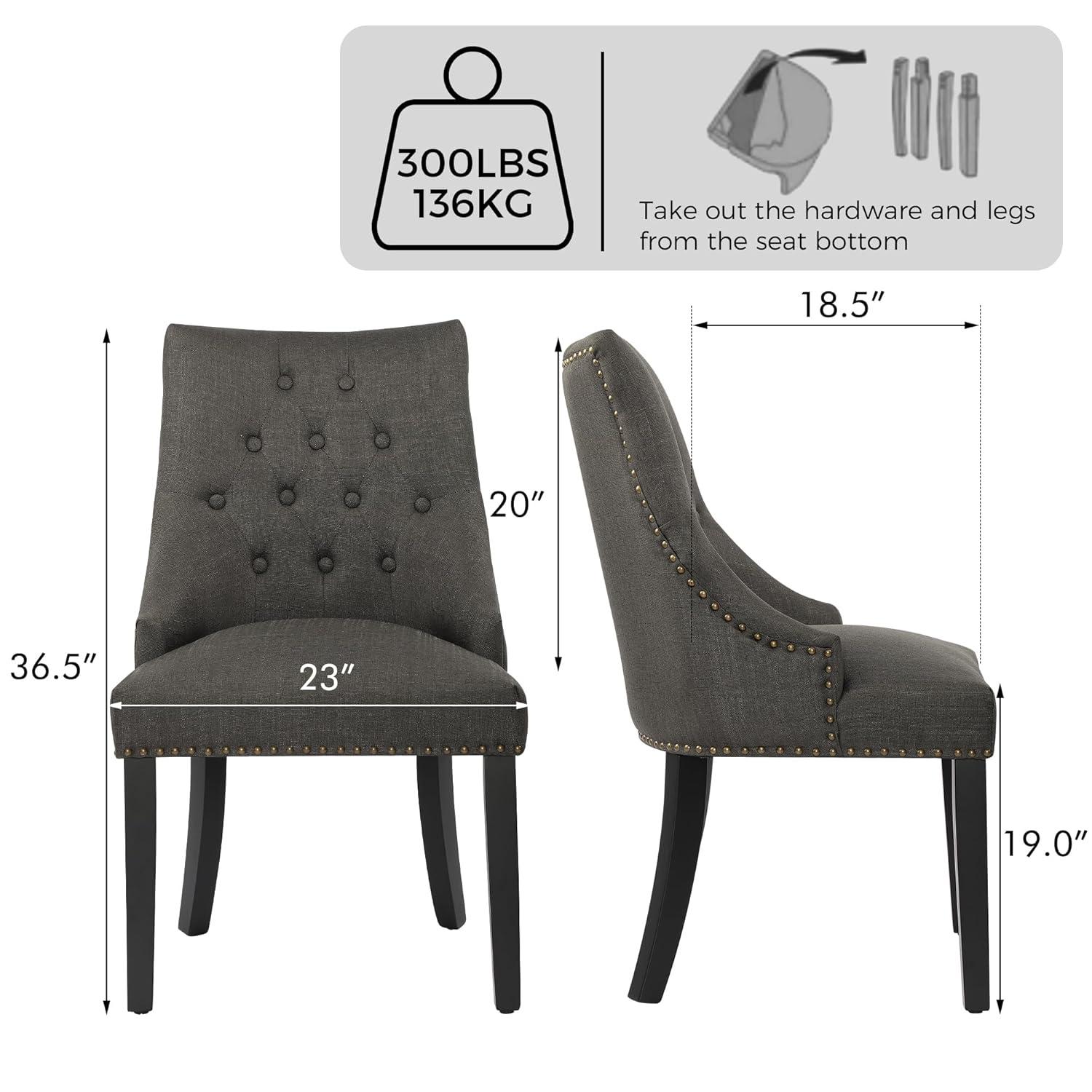 Xayoca Dining Chairs Set of 2,Upholstered Velvet Dining Room Chairs with Button-Tufted Decoration,Modern Kitchen Chairs with Nailhead Solid Wood Legs for Kitchen/Bedroom/Dining Room（Beige）