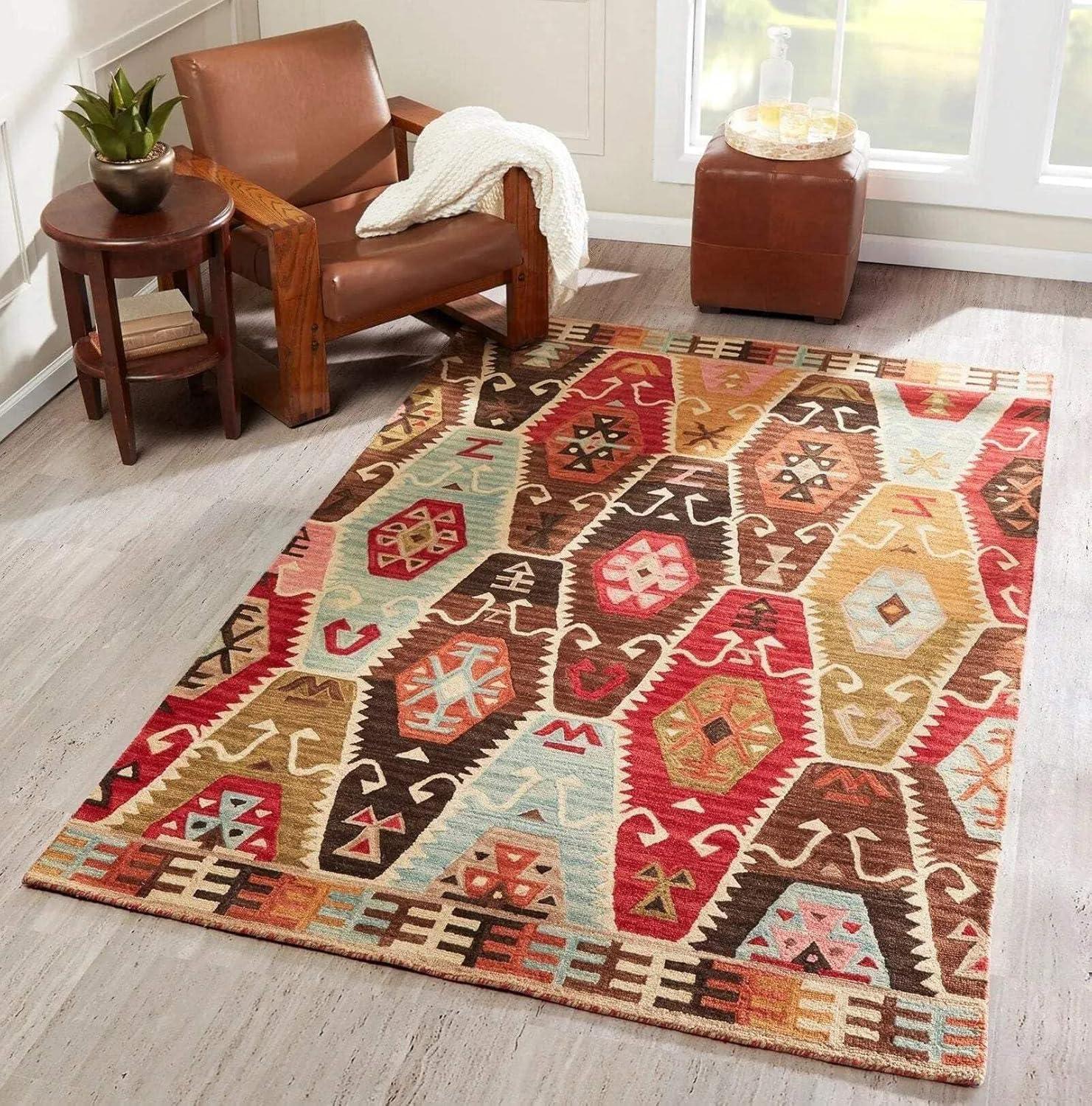 Momeni Rugs Tangier Collection, 100% Wool Hand Tufted Tip Sheared Transitional Area Rug, 7'6" x 9'6", Multicolor