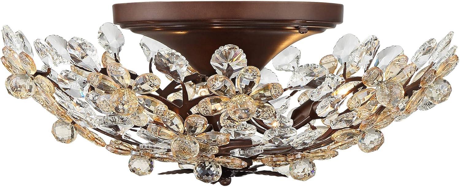 Vienna Full Spectrum Blooms Vintage Ceiling Light Semi Flush Mount Fixture 21" Wide Weathered Brown 5-Light for Bedroom Kitchen Living Room Hallway