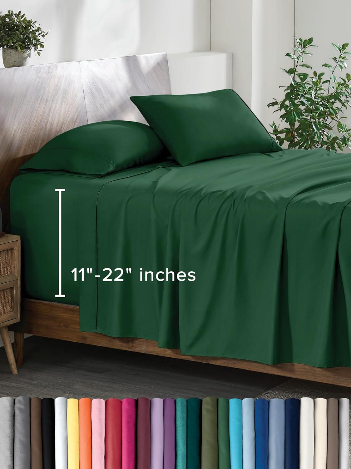 22 Inch Extra Deep Pocket Sheet Set, Double Brushed Microfiber Sheets by Bare Home