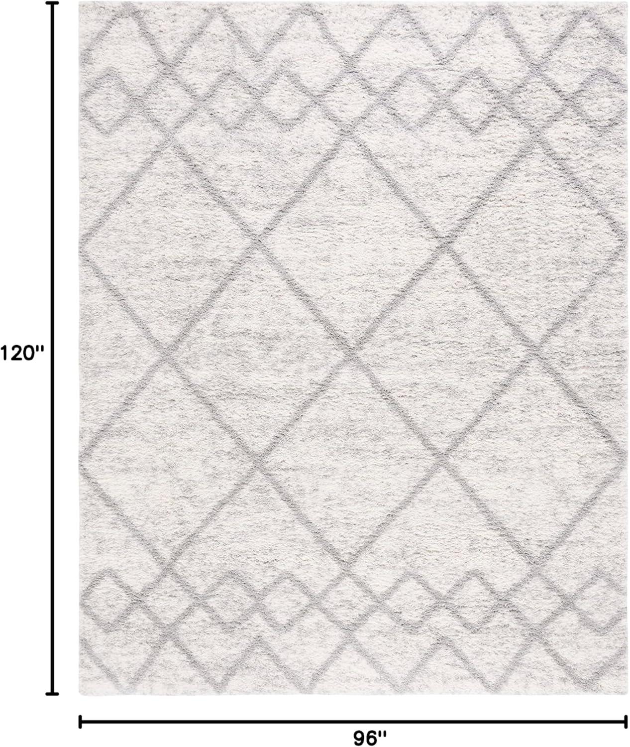 SAFAVIEH Berber Shag Lidija Trellis Area Rug, Grey/Ivory, 8' x 10'