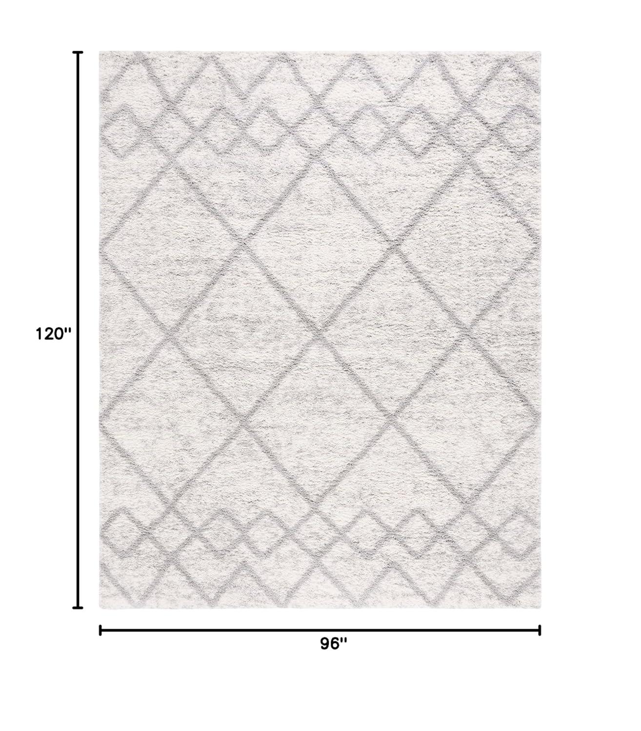 SAFAVIEH Berber Shag Lidija Trellis Area Rug, Grey/Ivory, 8' x 10'