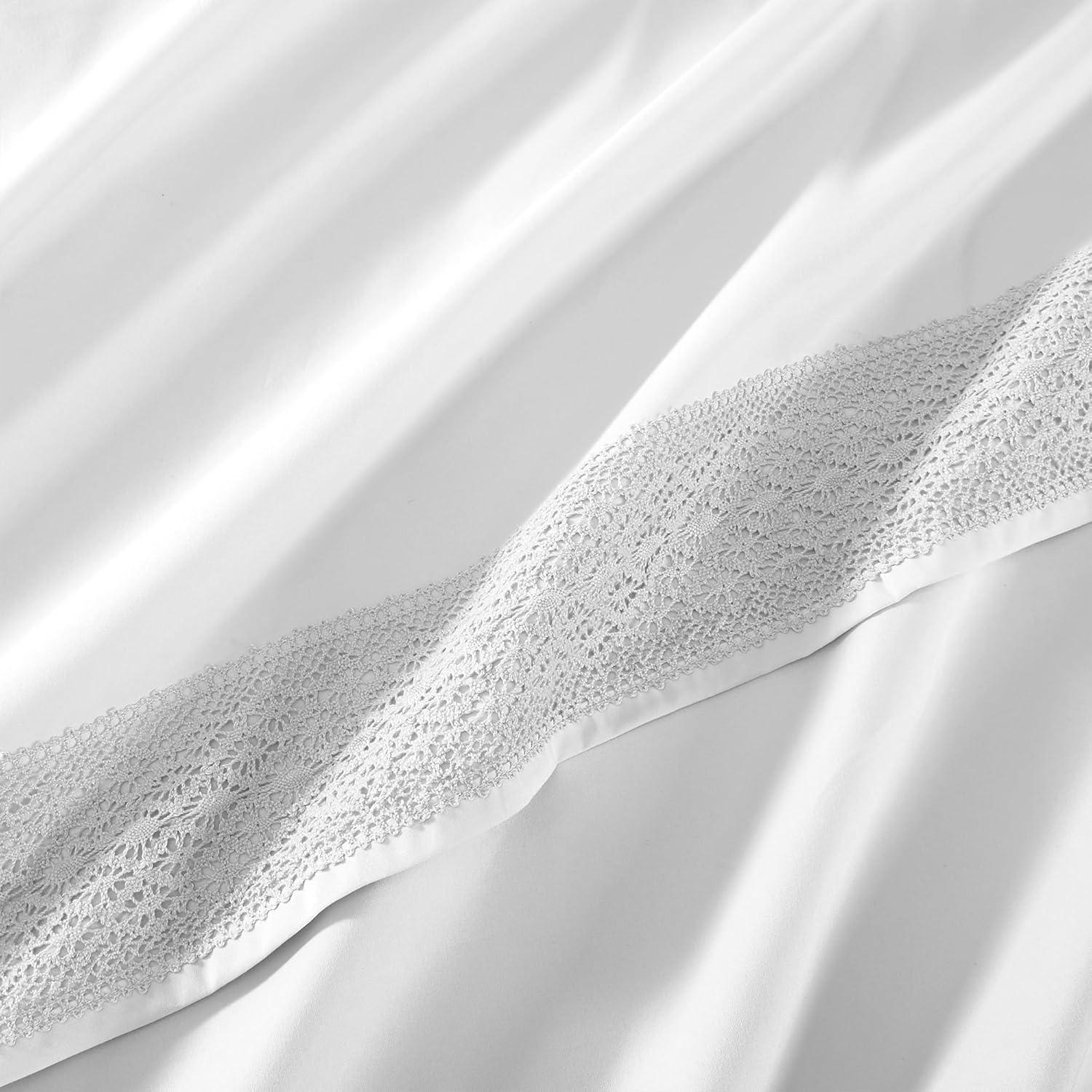 Modern Threads Modern Threads Yate Soft Microfiber Crochet Lace Sheets - Luxurious Microfiber Bed Sheets - Includes Flat Sheet, Fitted Sheet with Deep Pockets, & Pillowcases