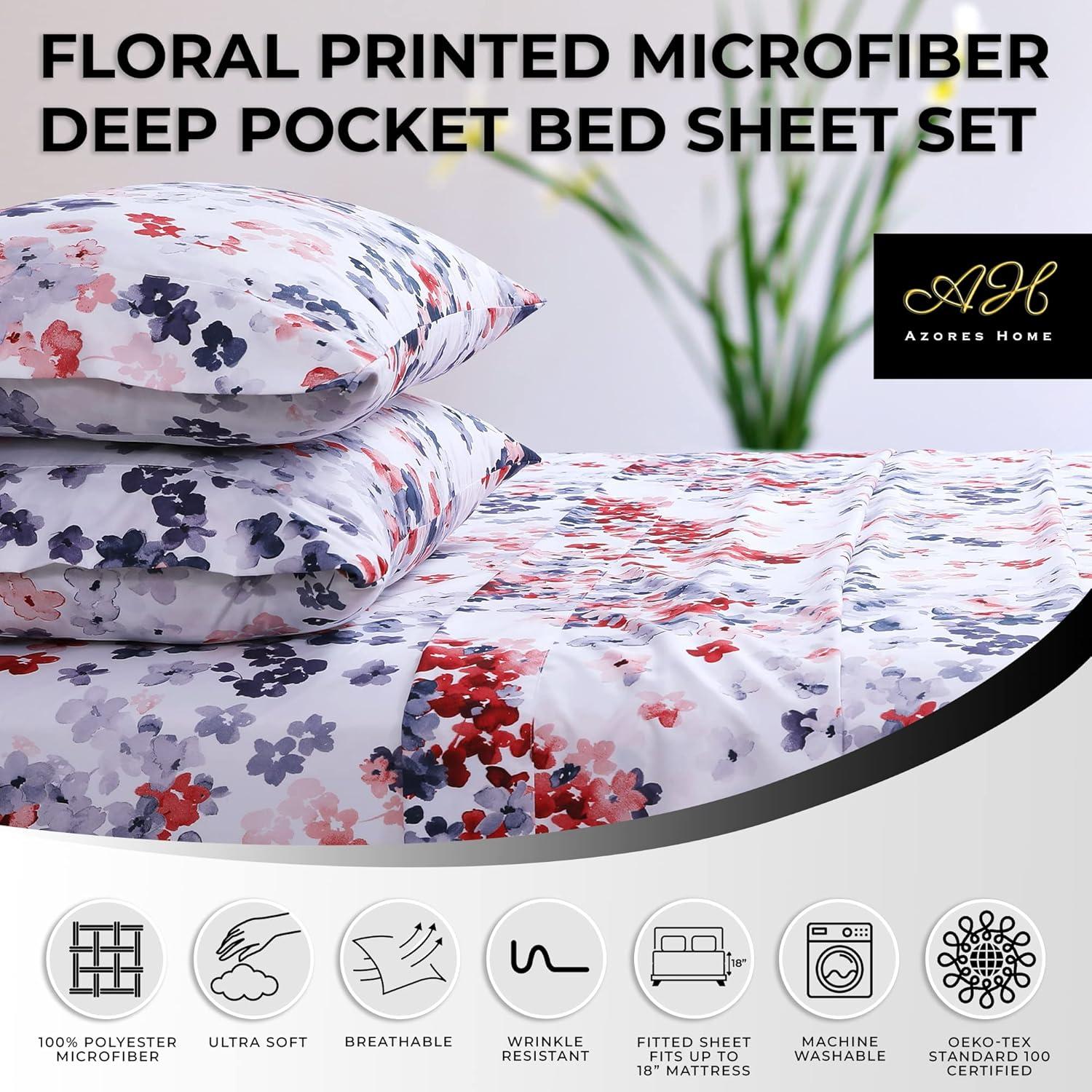 Azores Home Microfiber Floral Sheet Set