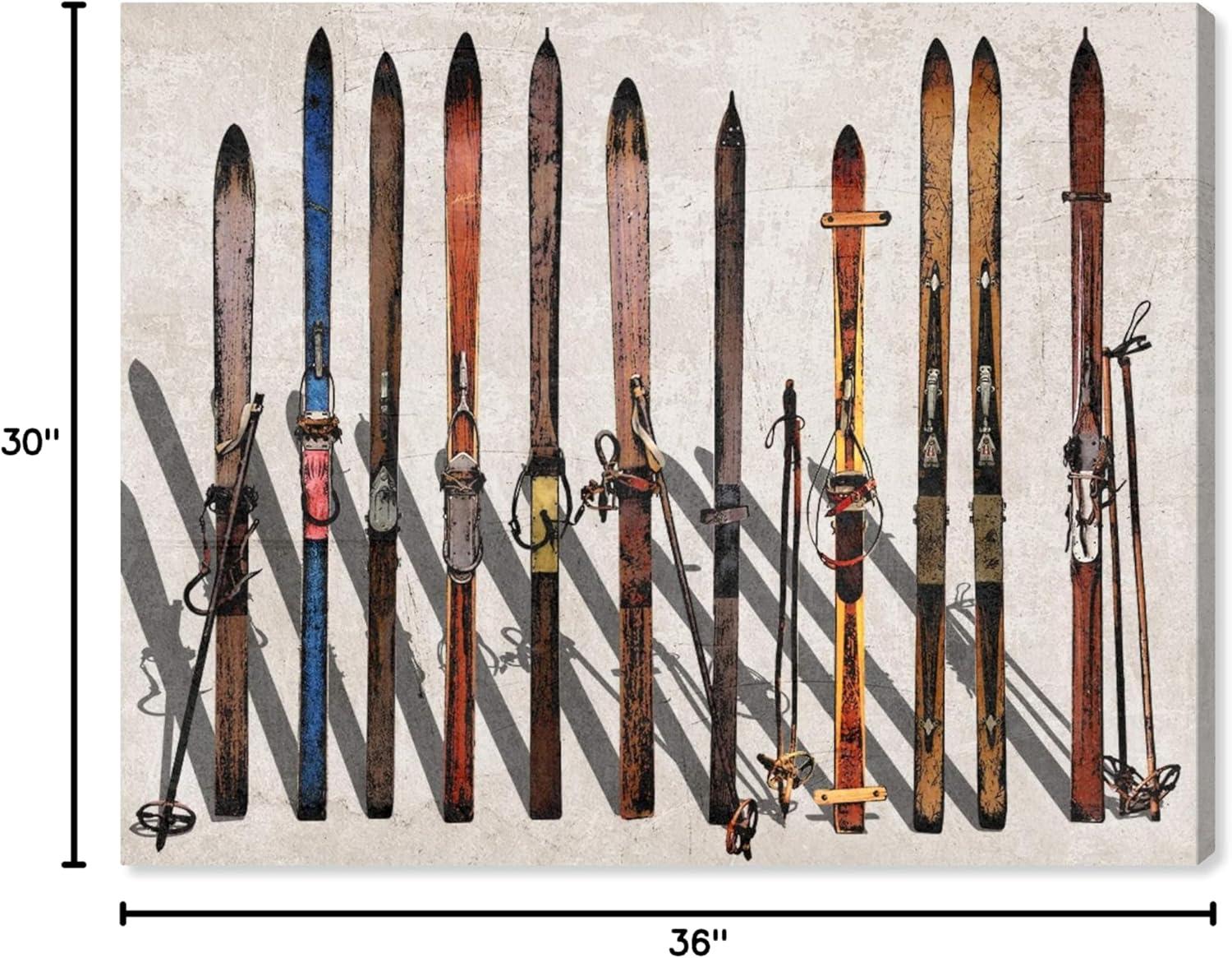 Art Remedy " Sports And Teams Vintage Skis, Modern & Contemporary Brown " by Oliver Gal