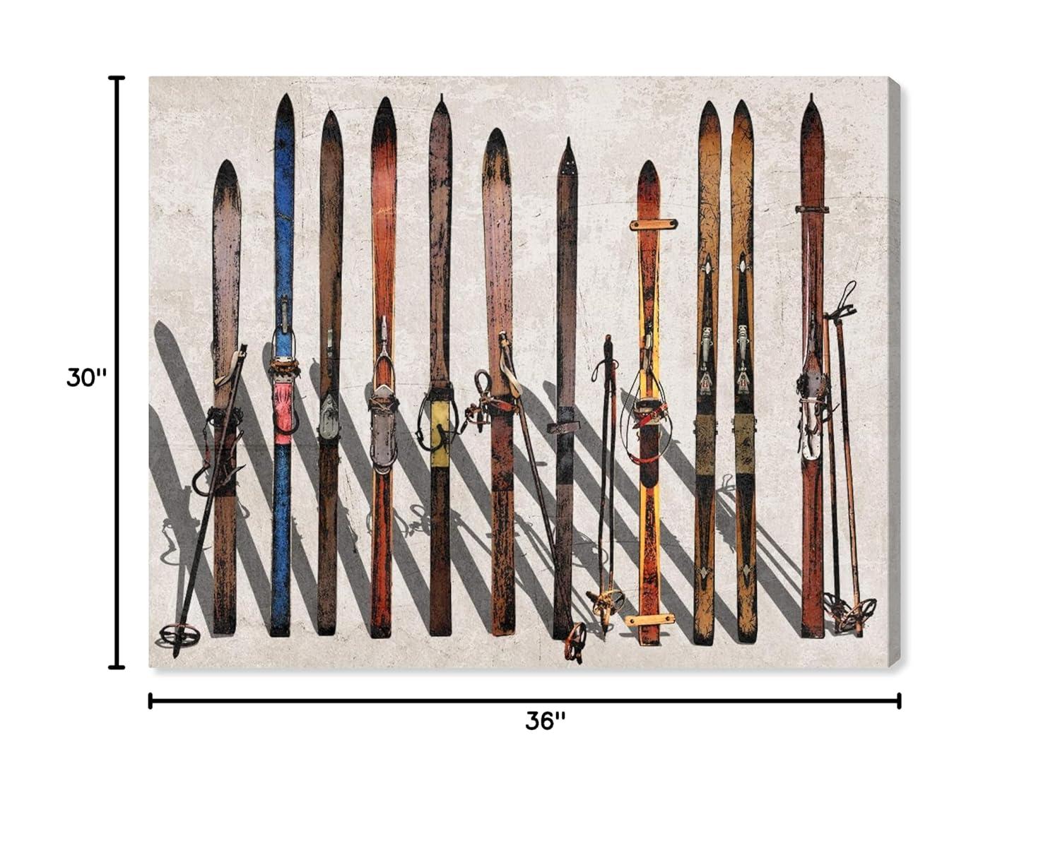 Art Remedy " Sports And Teams Vintage Skis, Modern & Contemporary Brown " by Oliver Gal