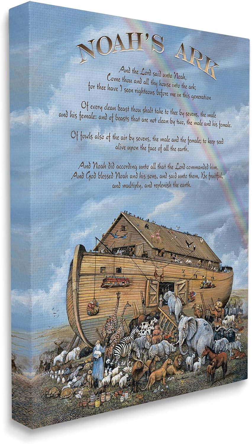 Stupell Industries " Noah's Ark Traditional Animal Illustration Faith Based Text " by Carol Robinson
