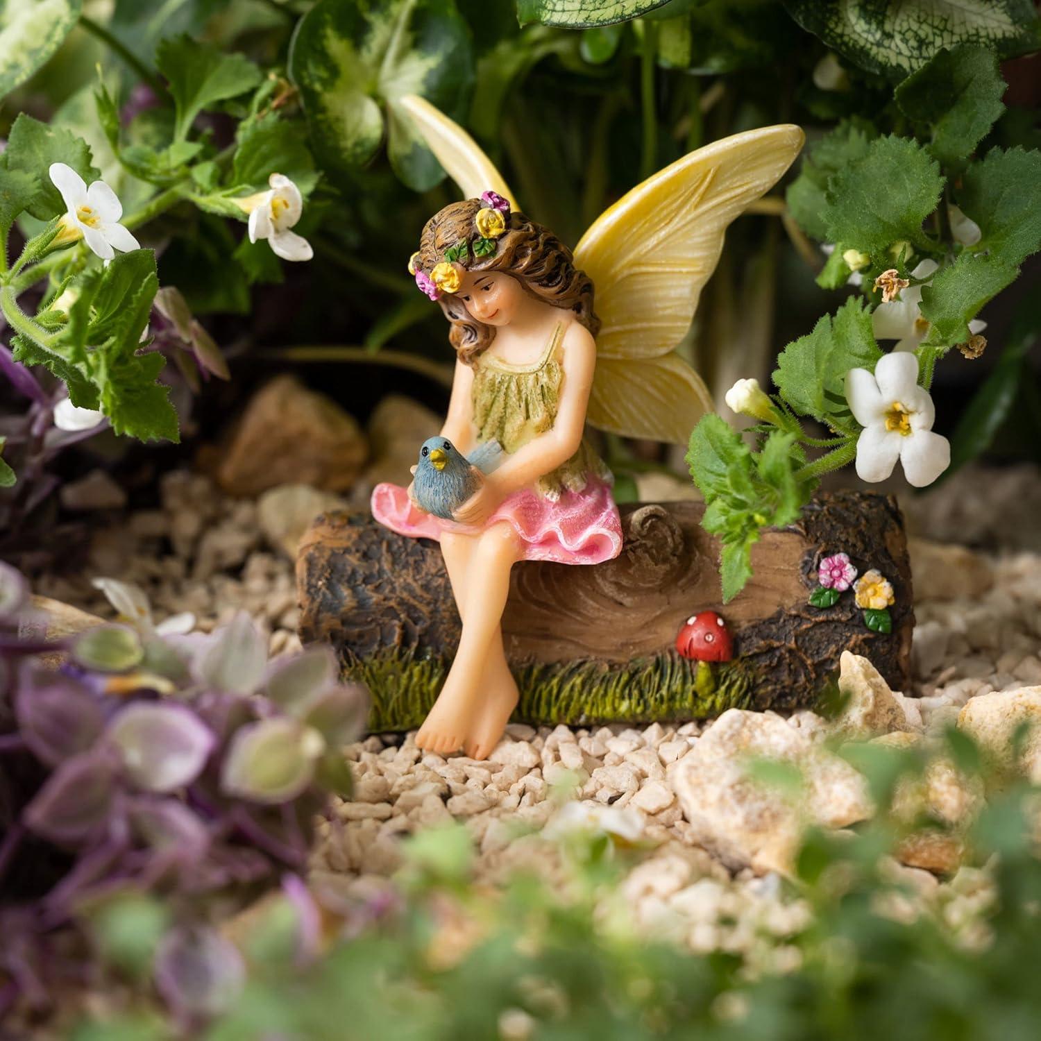 PRETMANNS Fairy Garden Accessories with Garden Fairy Figurines - Adorable Fairies for Fairy Gardens, Cute Fairy Garden Miniatures with a Fairy Furniture Kit C21