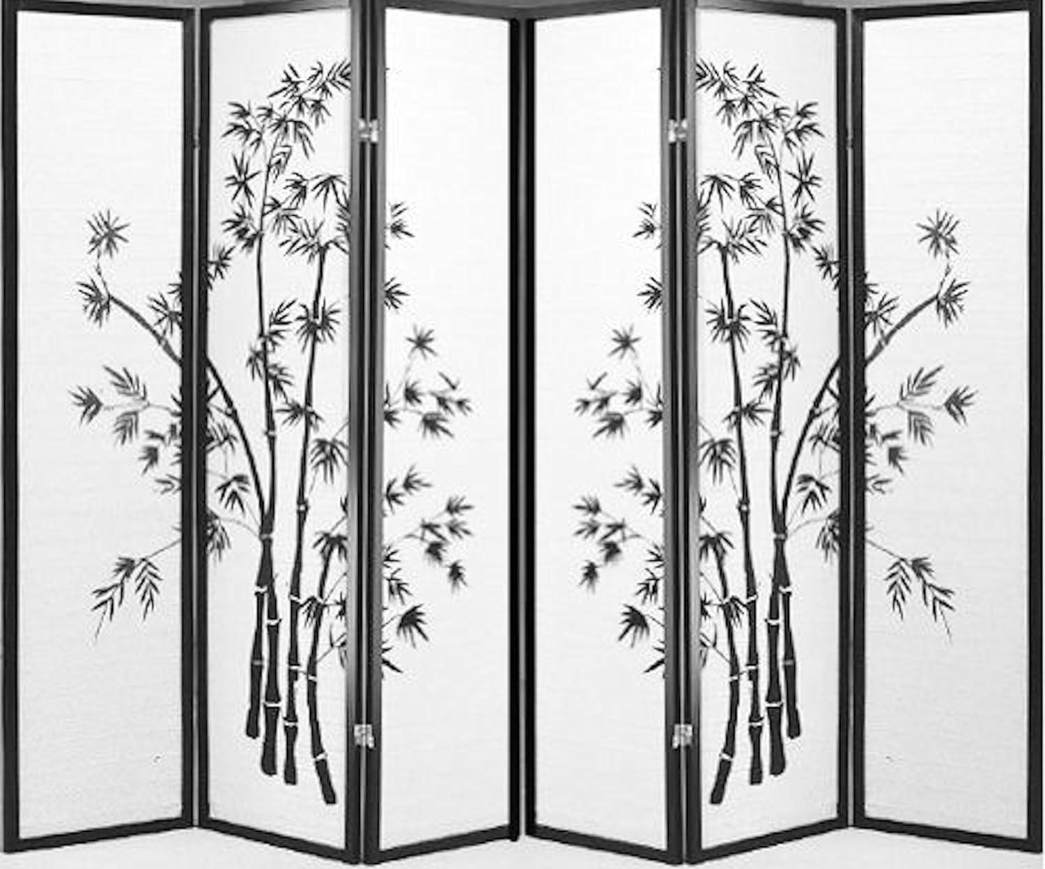 Legacy Decor Bamboo Print Oriental Privacy Shoji Screen Room Divider