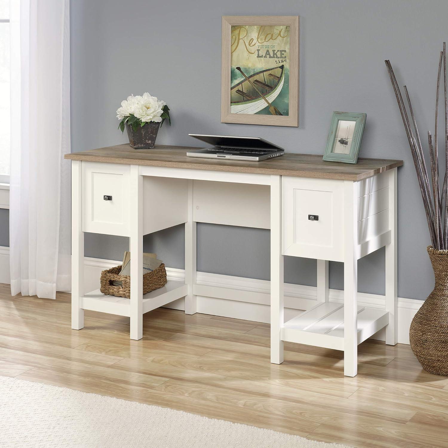 Sauder Cottage Road Wood Computer Desk in Soft White