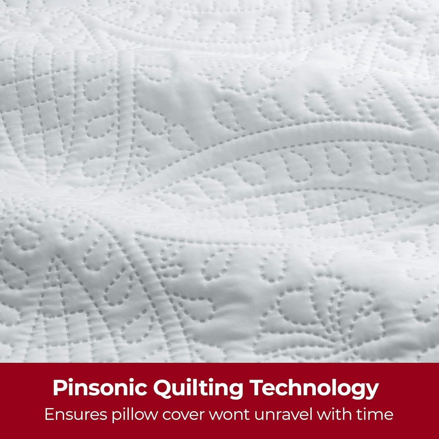 Mellanni Decorative Throw Pillow Covers with Pinsonic Quilt Stitching, 16x16, White, 2 Count