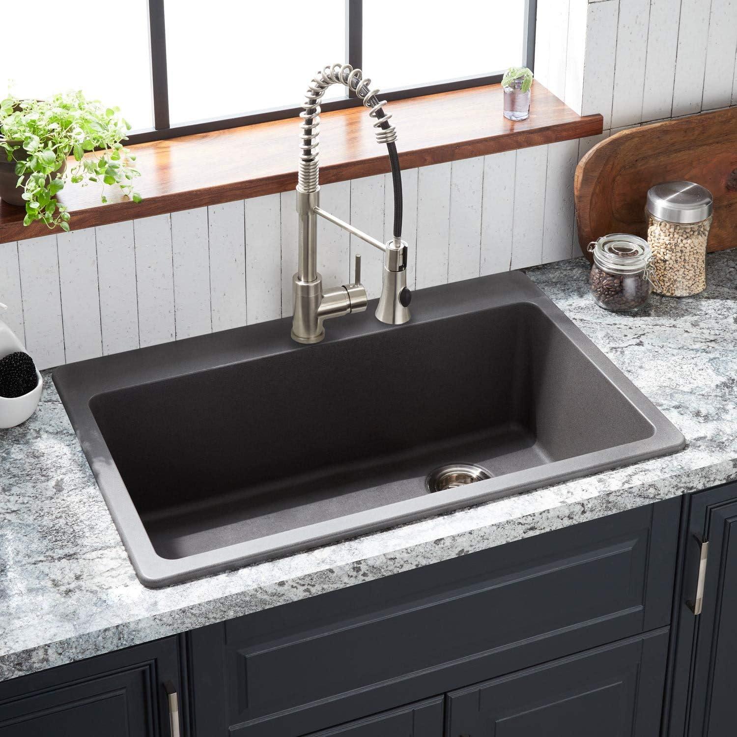 Signature Hardware Totten 33'' Single Bowl Granite Undermount Kitchen Sink