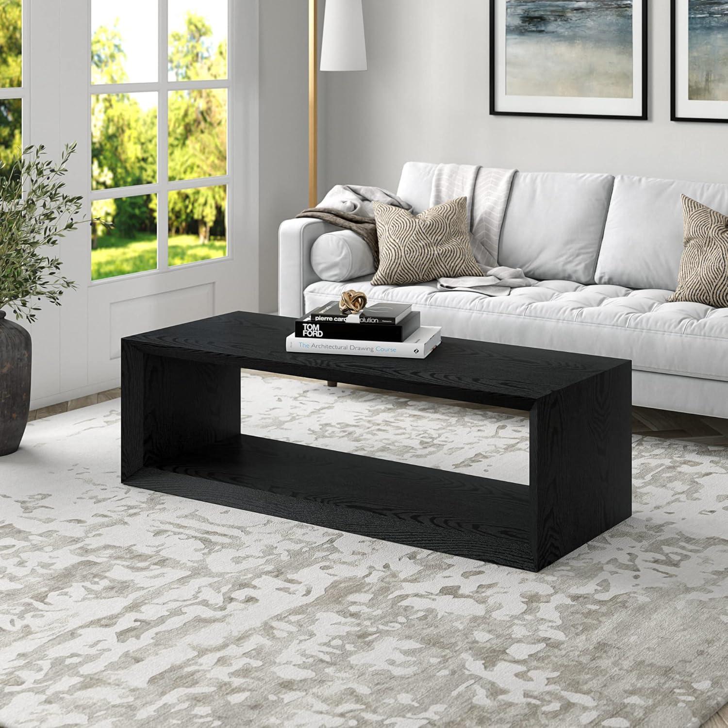 Foxtrot Faux Wood Coffee Table With Shelf