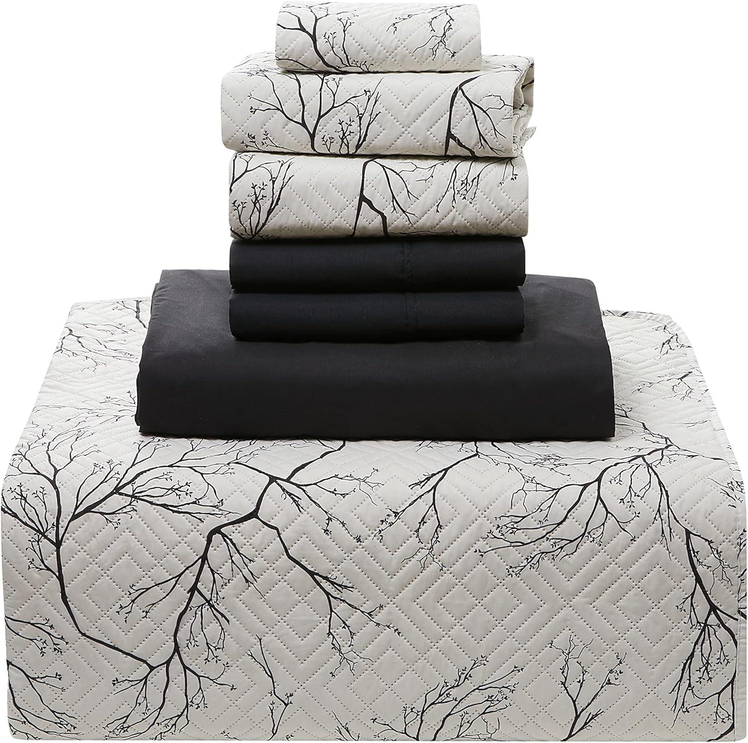 Queen Size Microfiber Branches Printed Bedding Set