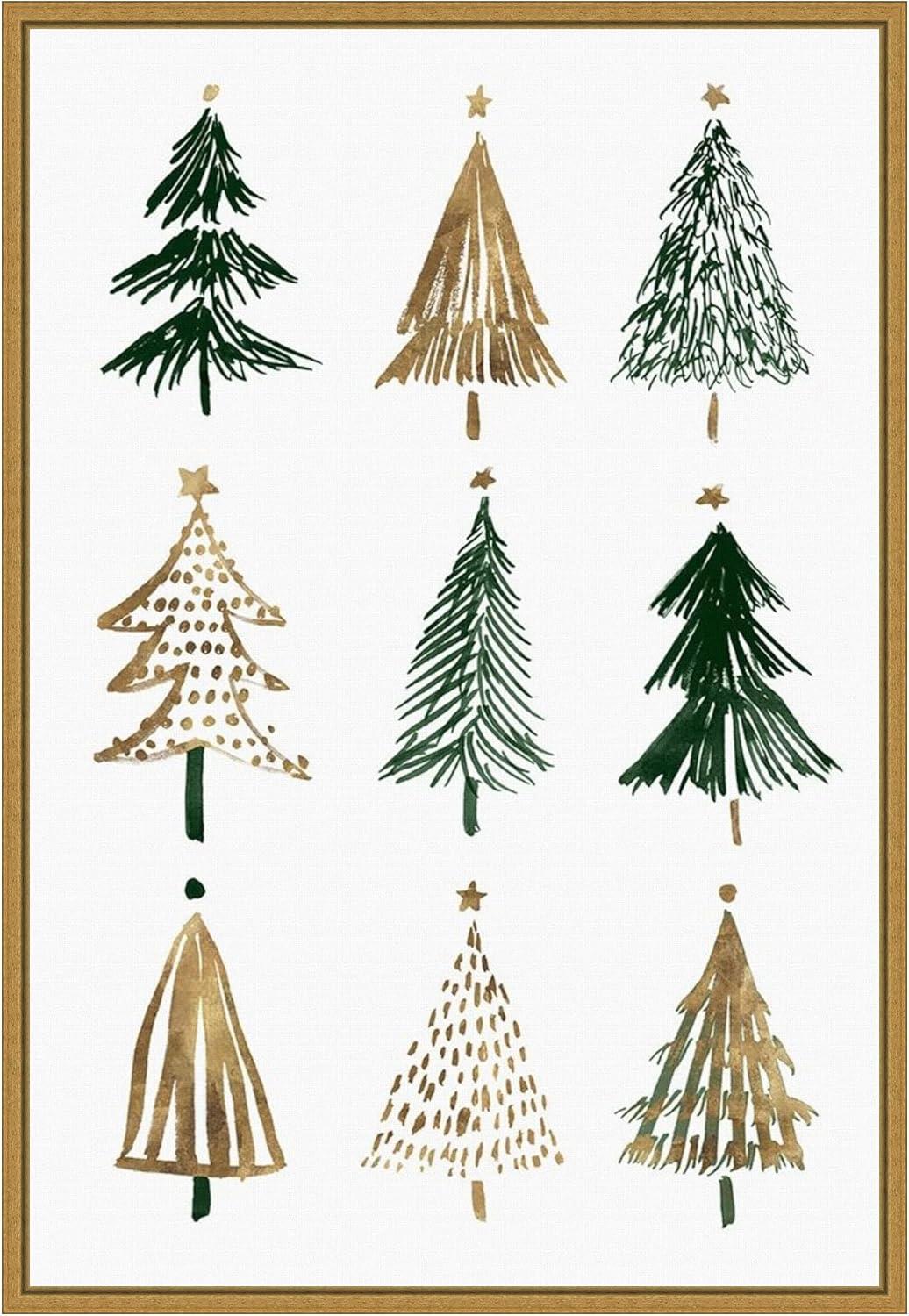 16" x 23" Evergreens II Tree by Isabelle Z Framed Canvas Wall Art - Amanti Art: Christmas Decor, Vertical Lithograph