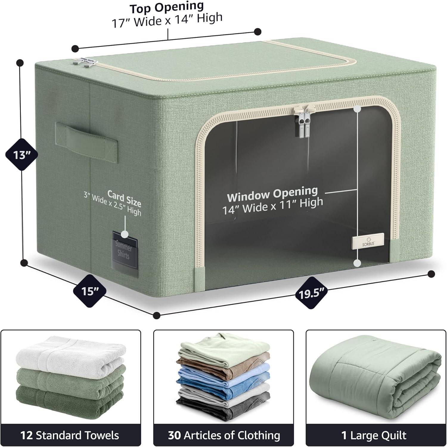 Green Collapsible Fabric Storage Cube with Clear Window