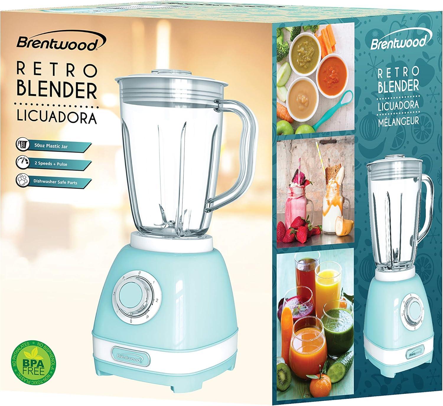 Brentwood 2-Speed Retro Blender with 50-Ounce Plastic Jar in Blue