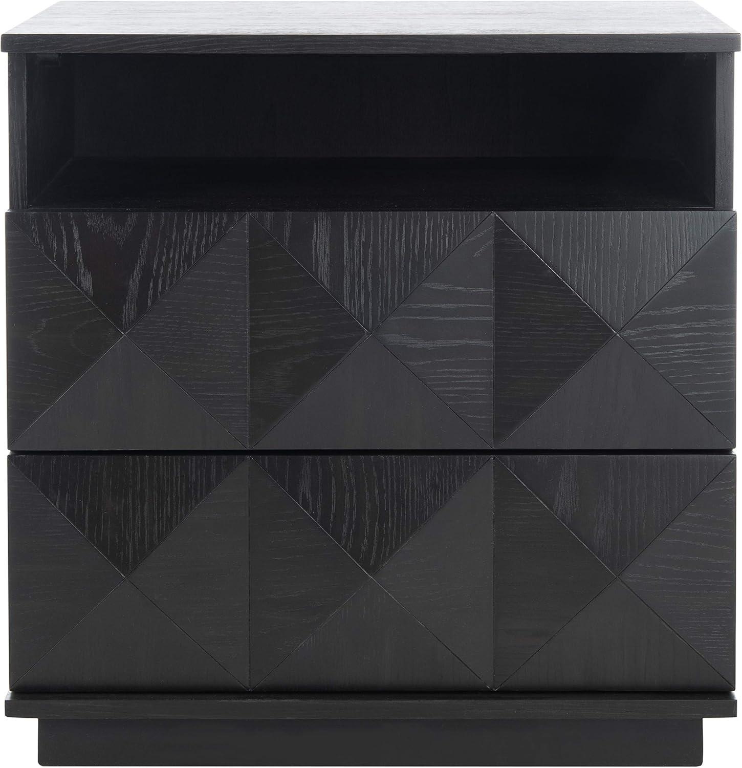 Patty 2 Drawer Nightstand - Black - Safavieh.