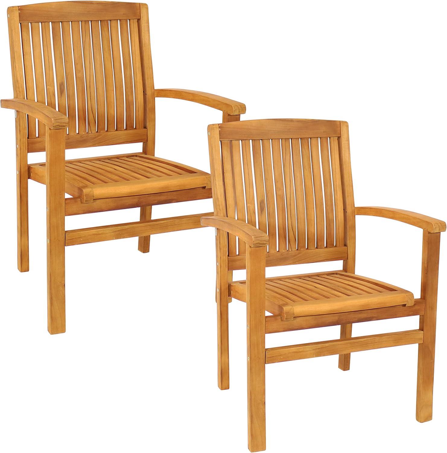 Datrion Teak Outdoor Stacking Dining Armchair (Set of 2)