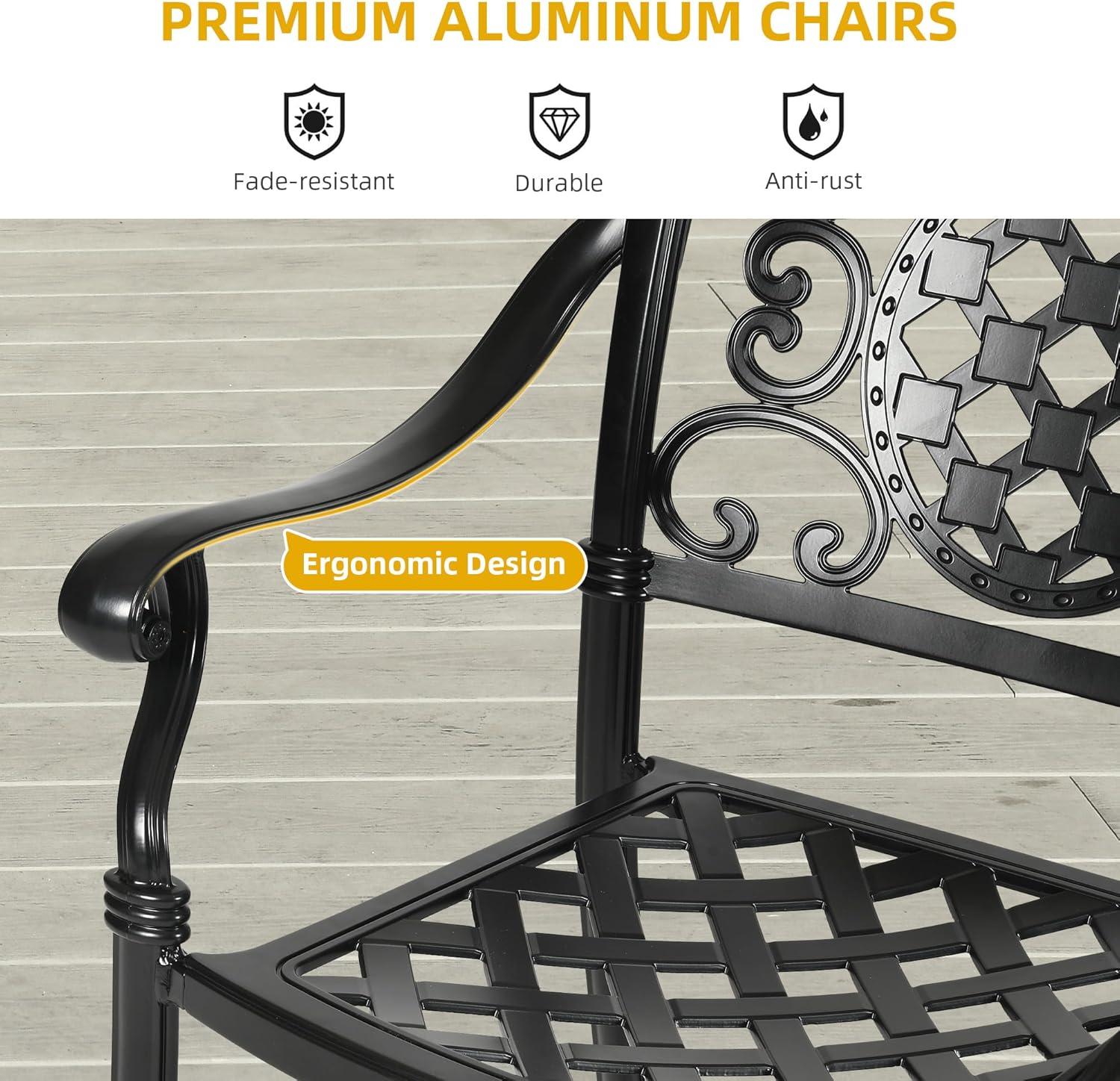 Deka Outdoor Cast Aluminum Dining Chairs, Set of 2, Shiny Copper